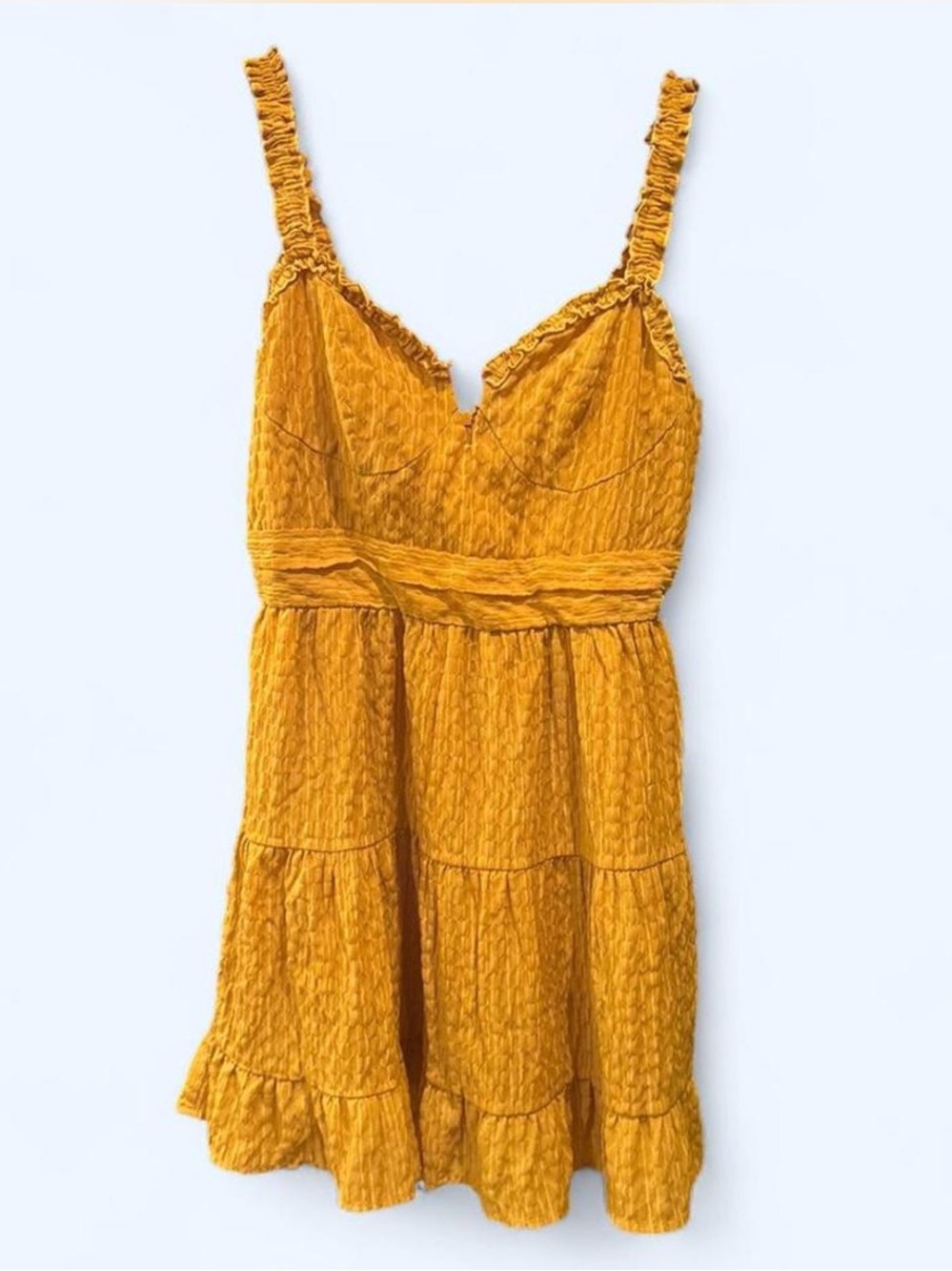 Forever 21 Mustard Yellow Dress with Ruffle Straps